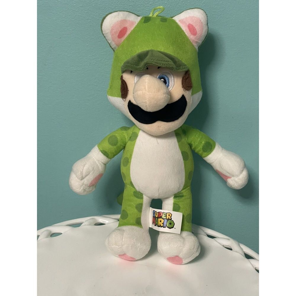 Luigi Green Neko Cat Plush 12" Super Mario Bros 2020 Good Stuff‎
